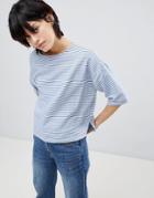 Paisie Boxy Striped Top With Three Quarter Sleeves - Multi