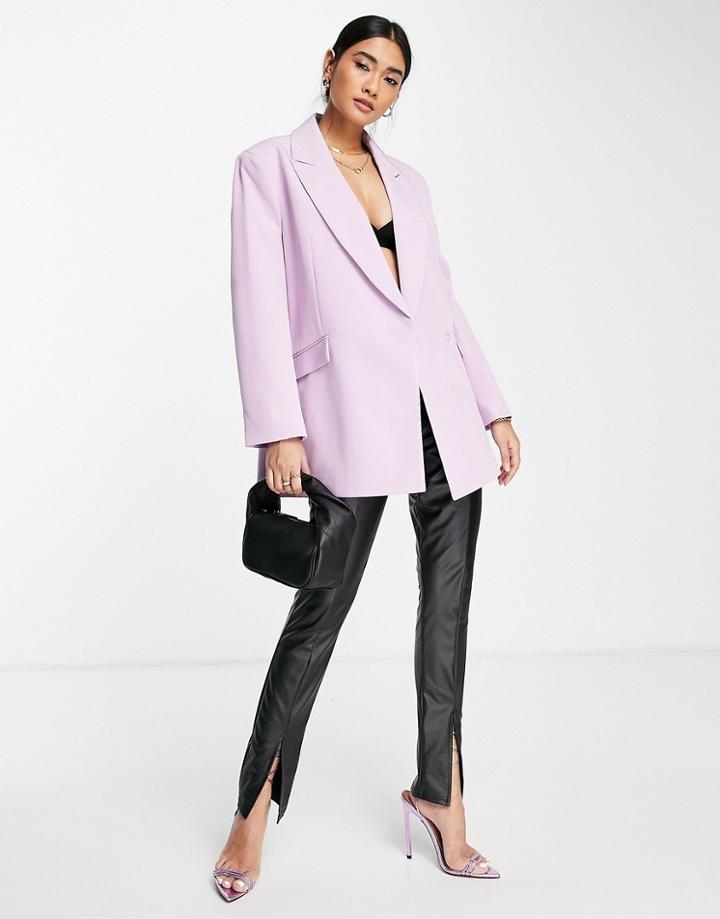 Asos Design Dad Blazer In Lilac-purple