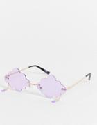 Asos Design Cloud Fashion Glasses With Crystal Tear Drops In Lilac-purple
