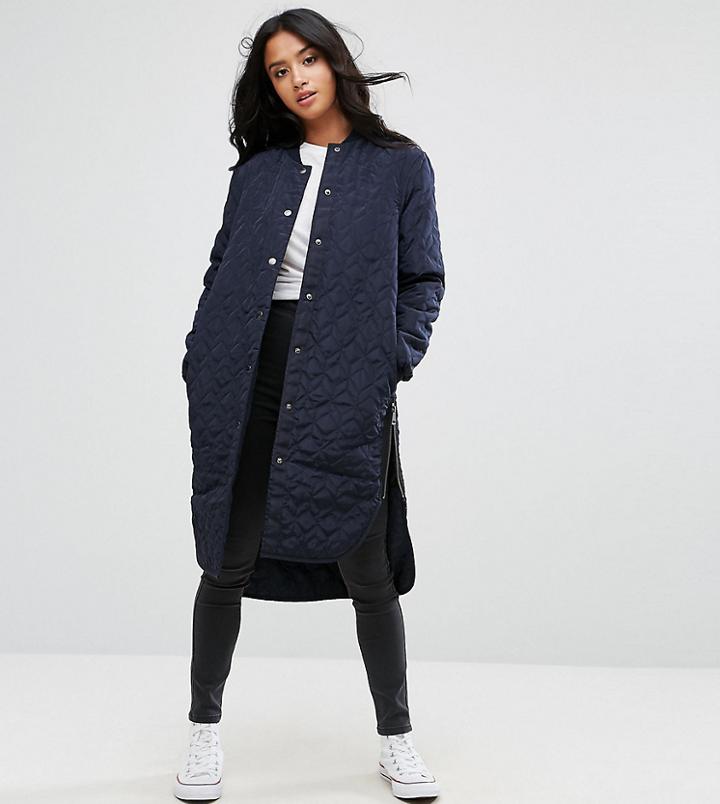 Noisy May Petite Quilted Padded Jacket - Navy