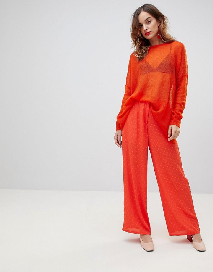 Y.a.s Spot Wide Leg Pants - Red