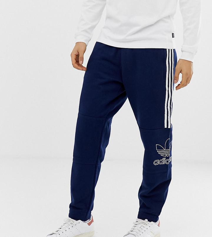 Adidas Originals Trefoil Outline Sweatpants In Navy - Navy