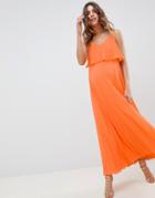Asos Design Maternity Pleated Crop Top Maxi Dress - Orange