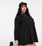 Missguided Plus Smock Dress With Long Sleeves In Black