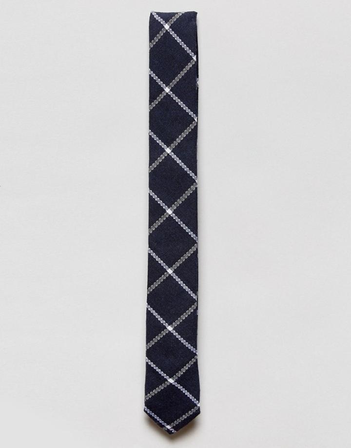 Noak Linen Tie In Pattern - Navy