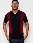 Asos Button Through Knitted Polo In Merino Wool Mix - Black