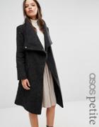 Asos Petite Wool Blend Coat With Funnel Neck - Black