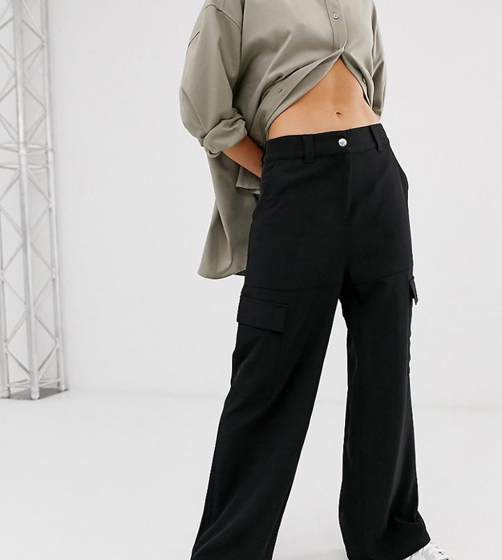 Weekday Wide Leg Cargo Pants In Black