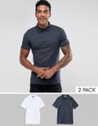 Asos Muscle Fit Pique Polo 2 Pack Save - Multi