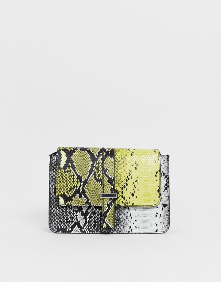 Pieces Snake Print Cross Body-yellow