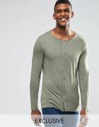 Reclaimed Vintage Button Up Long Sleeve Top - Khaki
