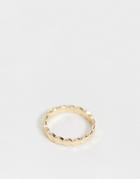 Asos Design Pinky Ring In Disc Design In Gold Tone - Gold