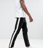 Asos Tall Slim Chinos With Side Stripe In Black - Black