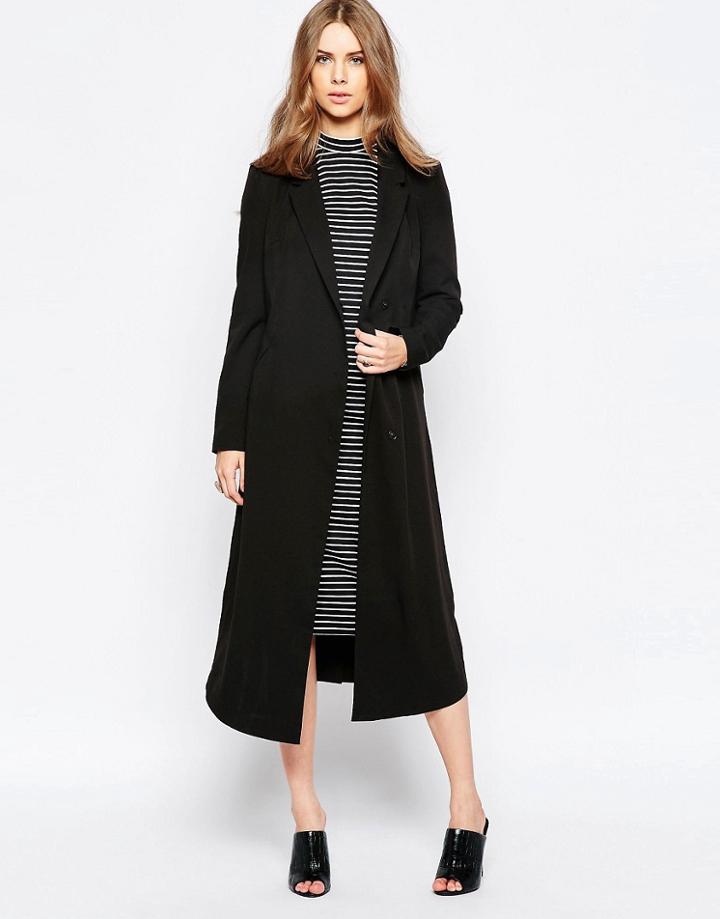 Minimum Moves Longline Boyfriend Coat - Black