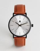 Asos Leather Watch In Tan With Matte Black Case - Tan