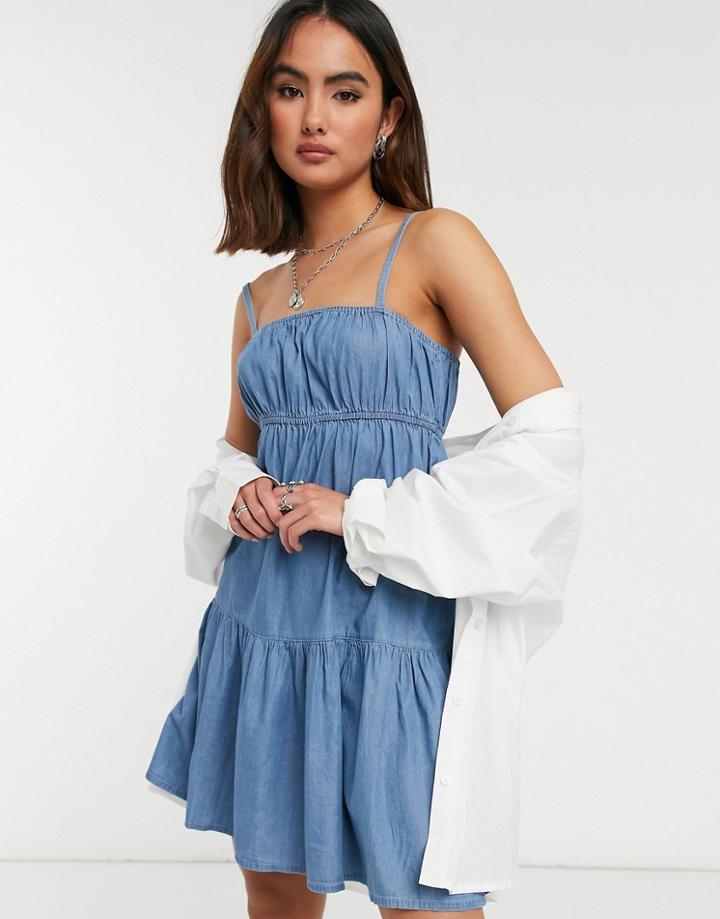 Urban Bliss Strappy Dress In Light Wash-blues