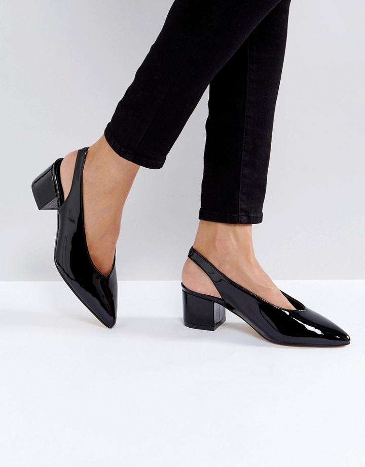 Truffle Collection High Topline Sling Kitten Heel Shoe - Black
