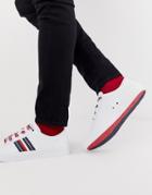 Tommy Hilfiger Corporate Stripe Leather Low Sneaker In White - White