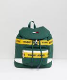 Tommy Jeans Heritage Backpack In Canvas In Dark Green - Green
