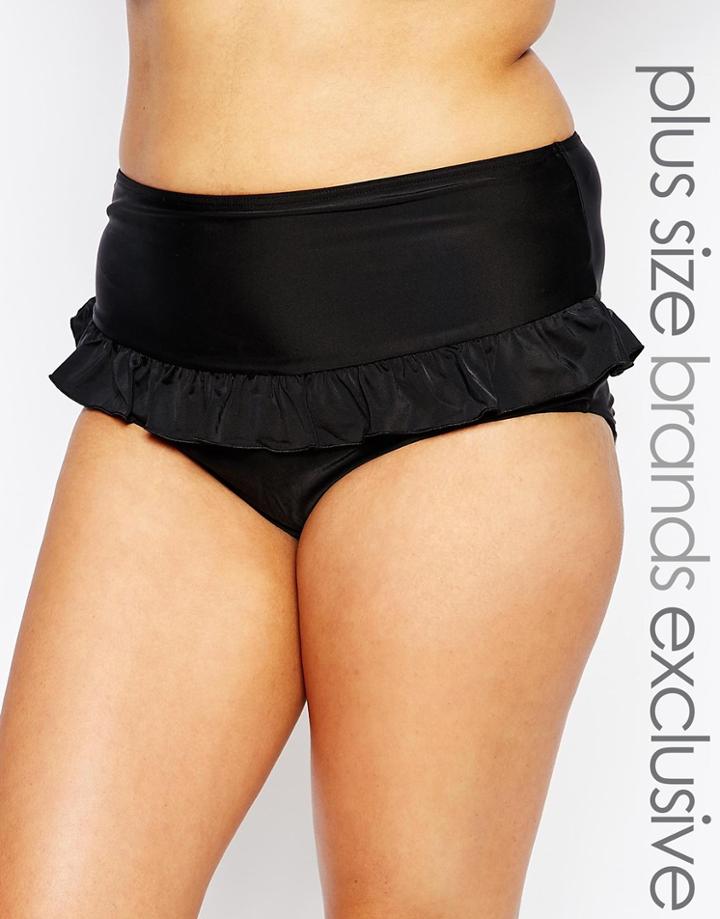 Big Guns For Asos Frill Bikini Bottom - Solid Black