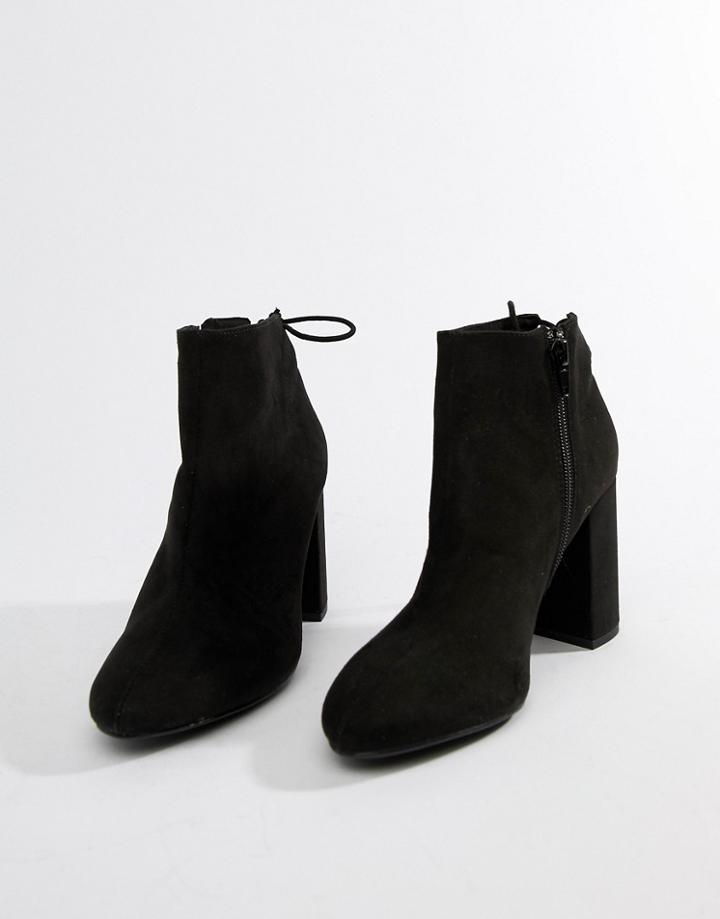 Pull & Bear Block Heel Boot In Black - Black