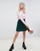 Asos Design Pleated Mini Skirt In Jersey-green