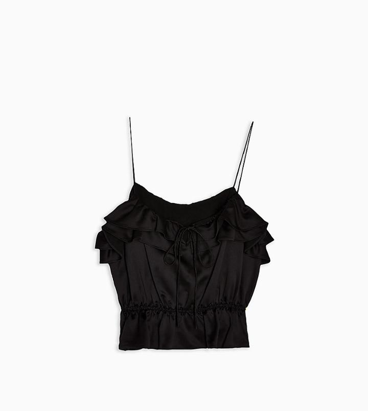 Topshop Petite Ruffle Cami In Black