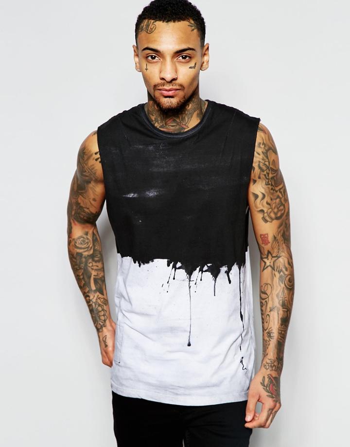 Religion Tank With Paint Dripping Print - White