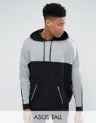 Asos Tall Extreme Oversized Longline Hoodie With Cut & Sew Panels - Black