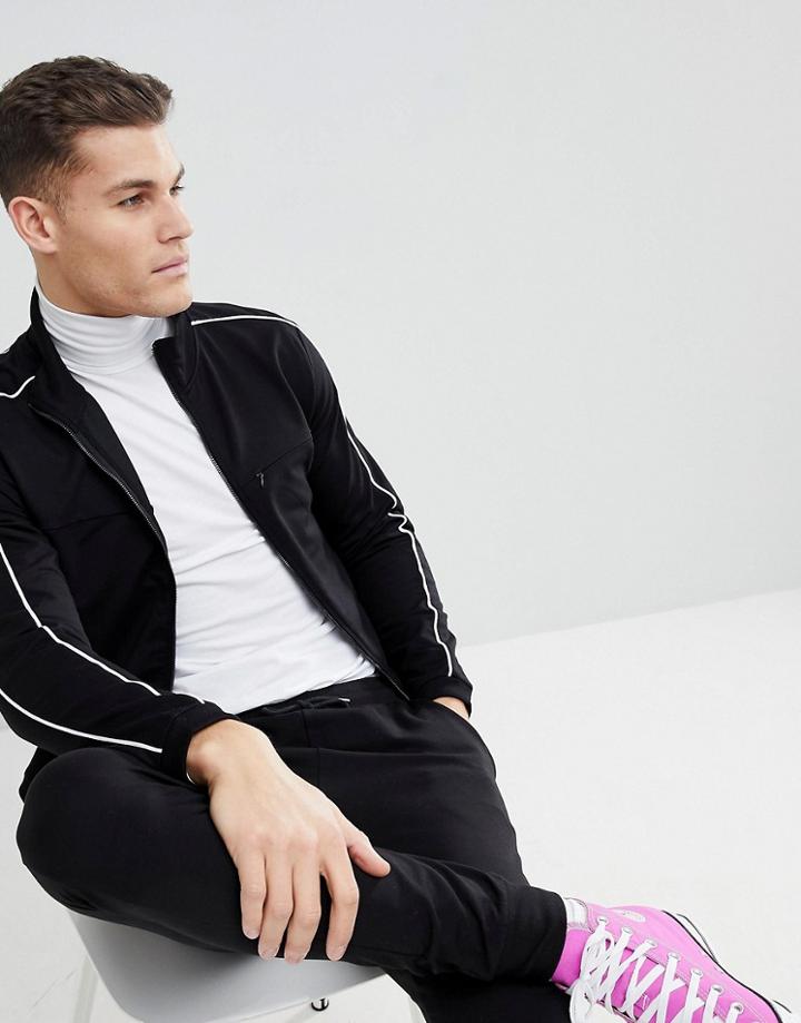 Mango Man Cut And Sew Sweatshirt In Black - Black