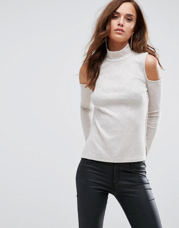 Supertrash Tactus Cold Shoulder Knit Top - Cream