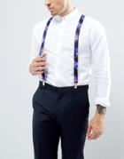 7x Galaxy Print Suspenders - Blue