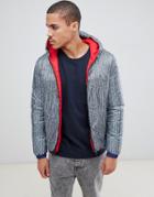 Tommy Hilfiger Reversible Hooded Down Puffer Jacket In Red/all Over Print - Red