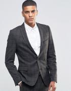 Selected Homme Check Blazer In Skinny Fit With Stretch - Brown