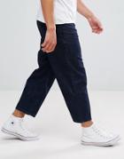 Kiomi Wide Leg Jeans In Rinse Wash - Navy