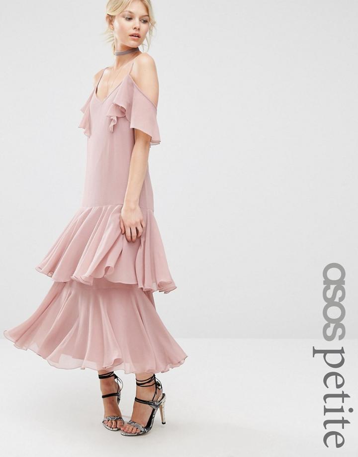 Asos Petite Premium Maxi Dress With Frill Hem - Multi