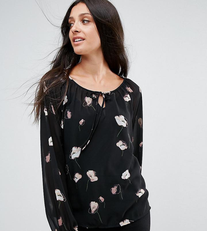 Vero Moda Tall Floral Print Top - Black