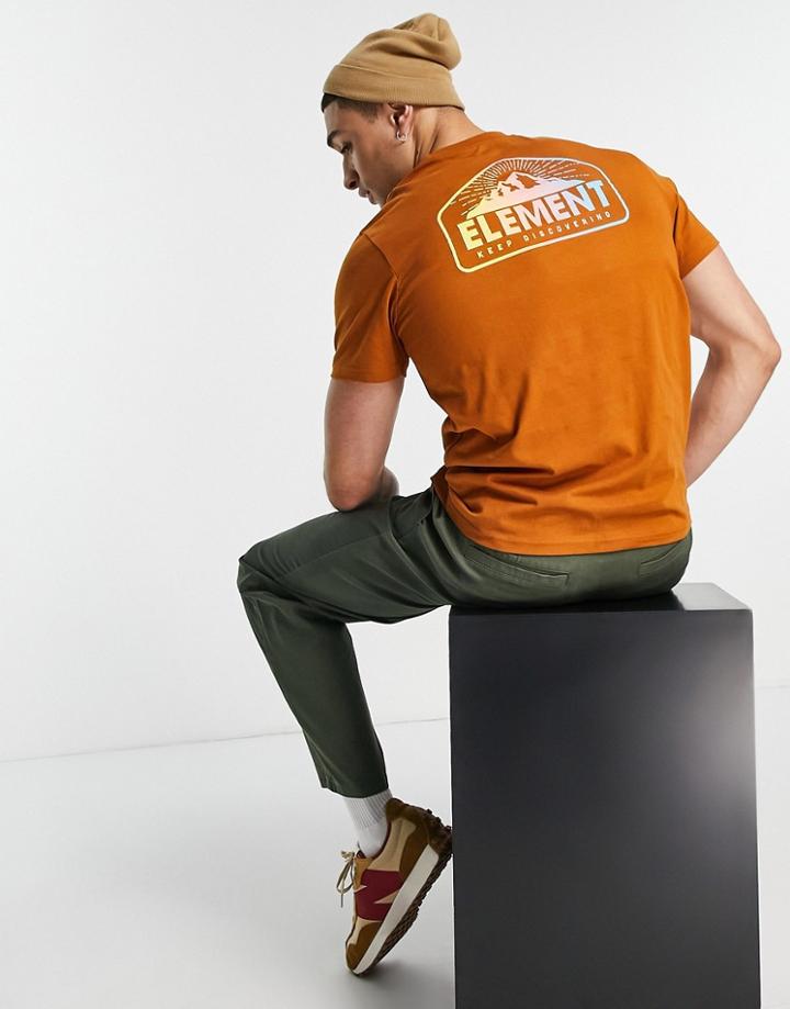 Element Malta Back Print T-shirt In Orange-brown