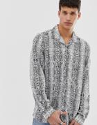 Brave Soul Snake Animal Print Long Sleeve Shirt - Gray