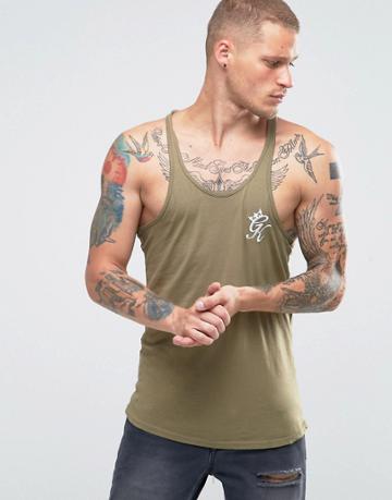 Gym King Racer Back Tank With Logo - Green
