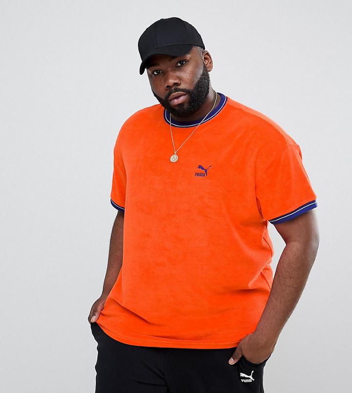 Puma Plus Towelling T-shirt In Red Exclusive To Asos - Red