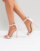 Truffle Collection Round Buckle Skinny Heeled Sandals - Beige