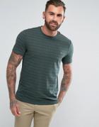 Farah Lennox Slim Fit Striped T-shirt In Green - Green