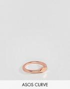 Asos Design Curve Pinky Ring With Flat Front Detail In Rose Gold - Copper