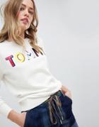 Tommy Hilfiger Knitted Sweater With Patent Rainbow Logo - White