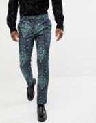 Twisted Tailor Super Skinny Suit Pants With Geo Print In Green - Green