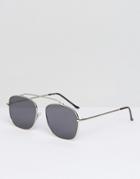 Spitfire Beta Aviator Sunglasses In Silver With Black Lens - Silver