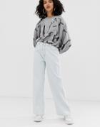 Asos Design Skater Boyfriend Jeans In Bleach Wash With Rope Belt - Blue