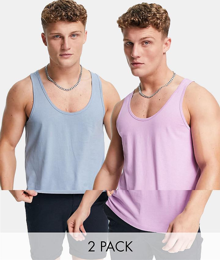 Asos Design 2-pack Organic Cotton Blend Tank Tops-multi