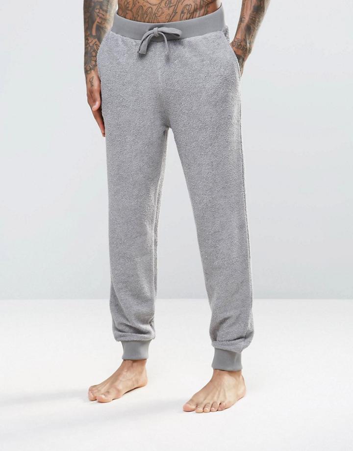 Asos Loungewear Slim Joggers In Reverse Loopback - Gray